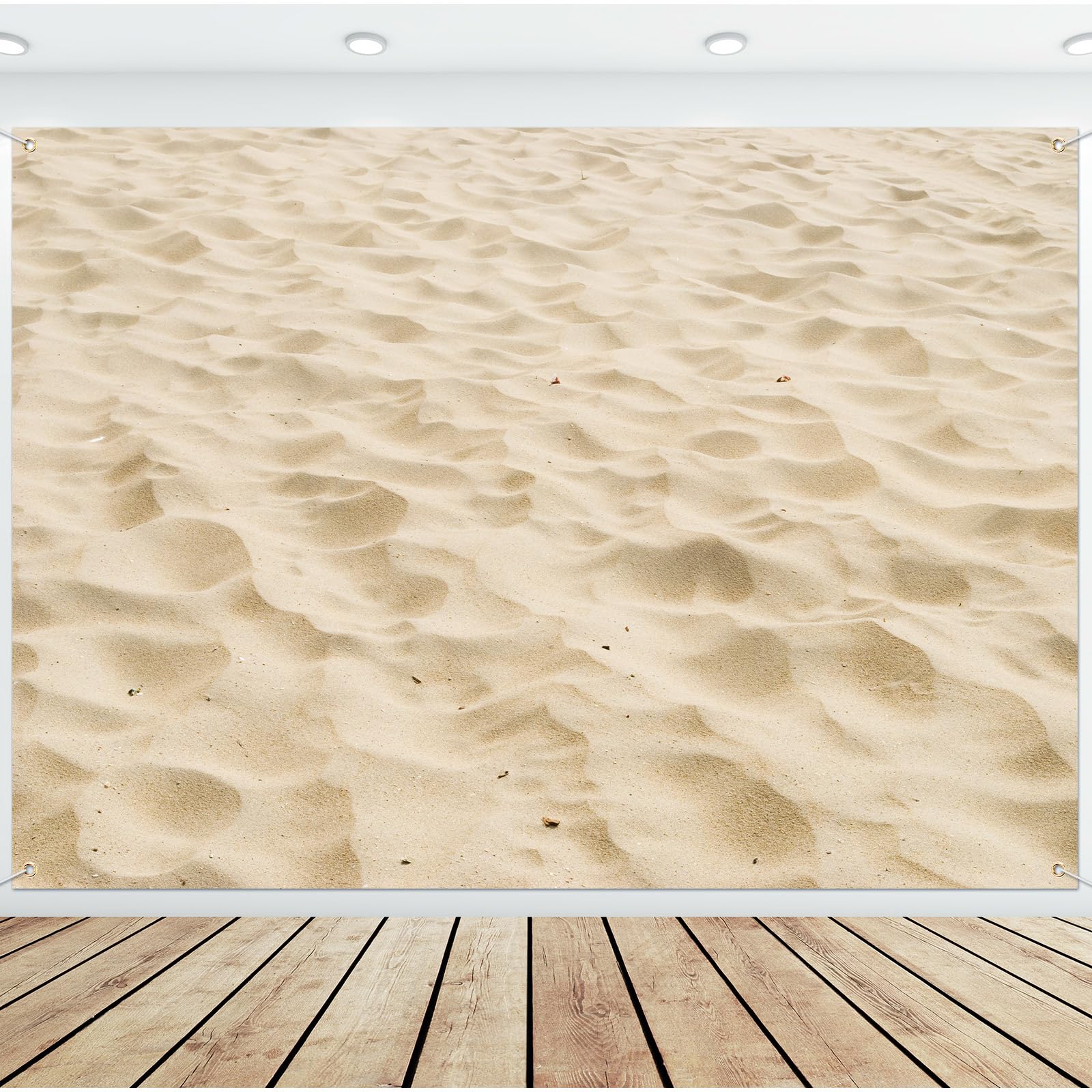 Photo 1 of FuWeave 7x5ft Sand Beach Photography Backdrop Summer Beach Background Tropical Seaside Wall Backdrop Decorations for Wedding Birthday Baby Shower Party Photoshoot Studio Props
