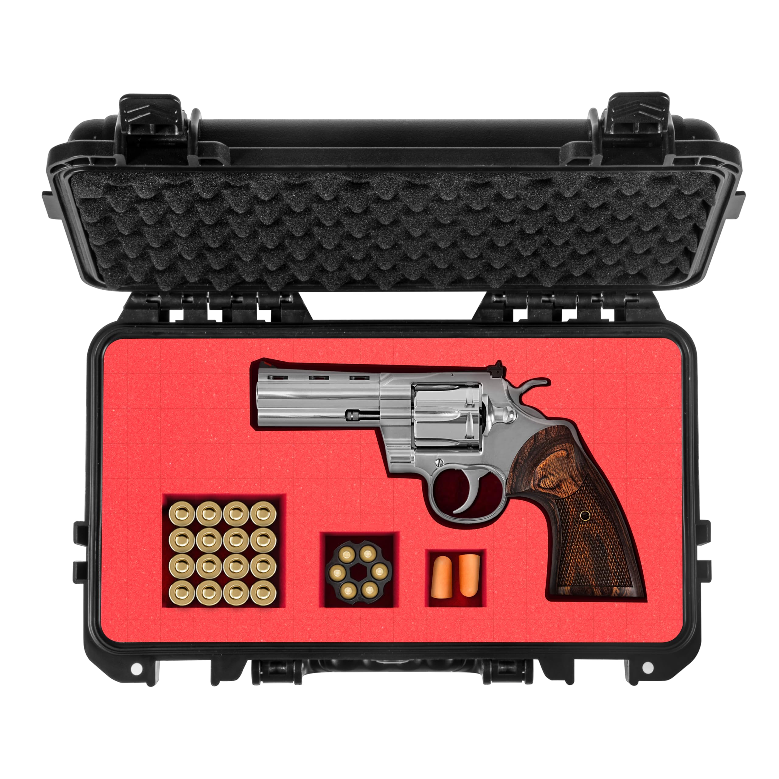 Photo 1 of Kinghardcase Tactical Hard Pistol Revolver Case - DIY Water & Shock Proof with Foam, TSA Approved - Gun Case for Revolver Case