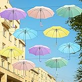 Eccliy Decorative Street Umbrella for Hanging 35.5 Inch Macaron Color Stick Umbrellas for Outdoor Wedding Birthday Party Decor Photo Booth Props Garden Street Commercial Decoration