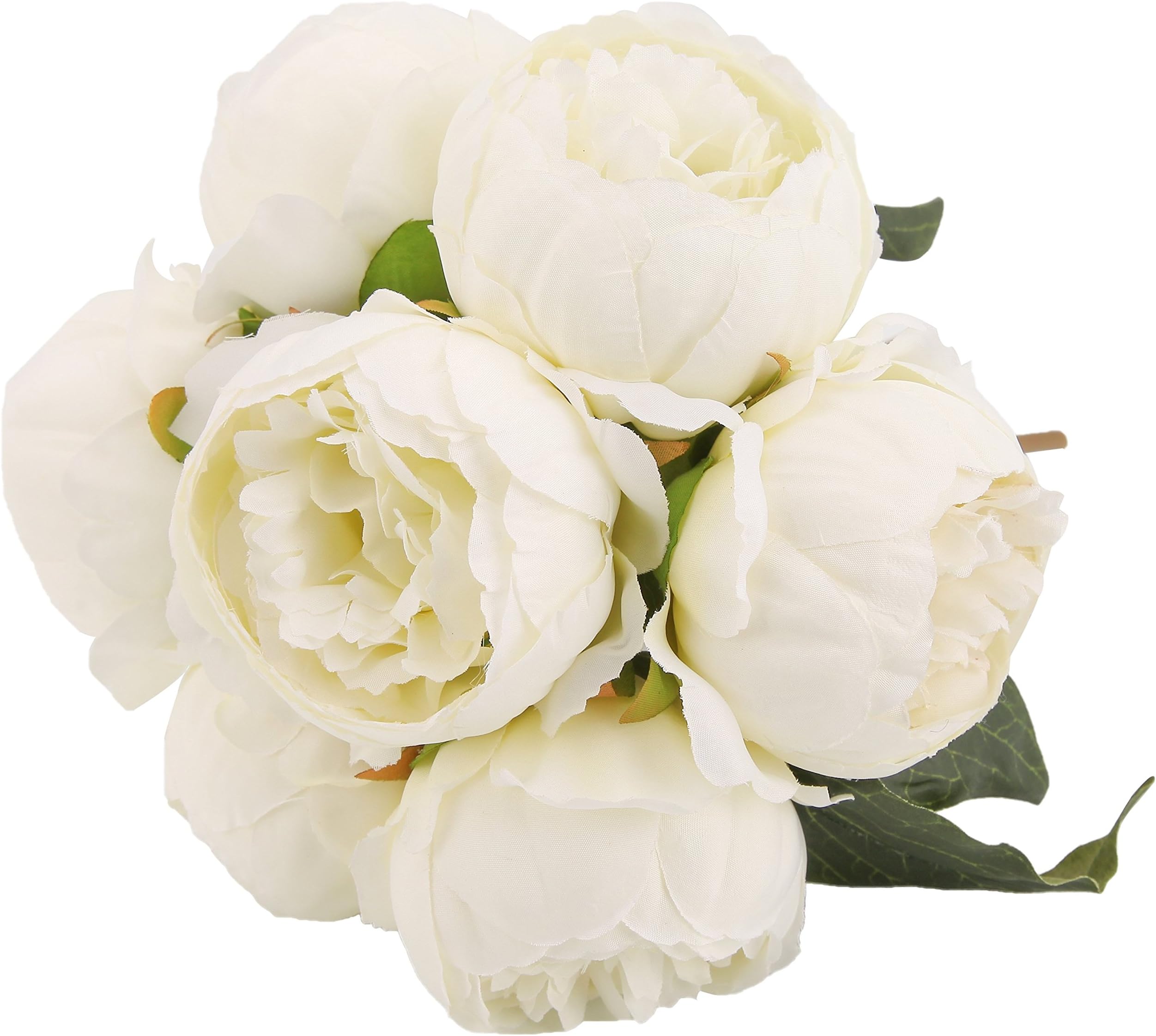 Artificial Flower Peony Silk White 7 Heads 3 Leaves Floral Arrangements Vintage DIY Home Decoration Party Wedding Festival Bar Decor