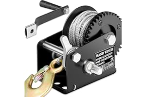Bravex Boat Trailer Winch 800lbs/362kg Portable Hand Crank Winch with 26ft Steel Cable Manual Operated Two Way Ratchet 3.2: 1