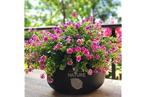 Grunyia 12 Bundles Artificial Flowers for Outdoors, UV Resistant Fake Flowers with Plastic Plants, Faux Flowers for Outside Window Box Front Porch Hanging Planter Decor (Magenta)