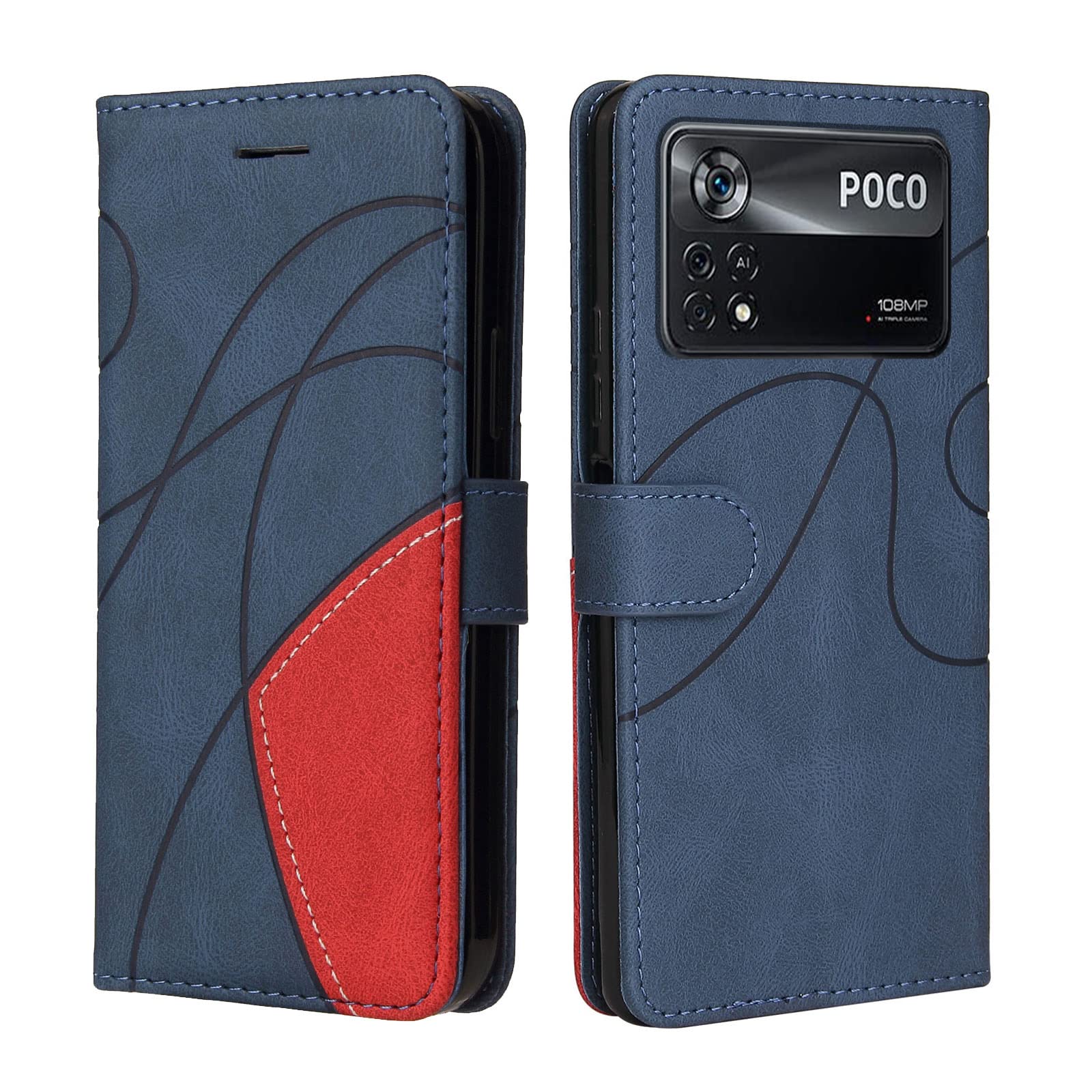 CXTcase for Xiaomi Poco X4 Pro 5G Case,Wallet PU Leather Flip Folio Case Cover with Card Holder Slots Magnetic Closure,Protective Phone Case for Xiaomi Poco X4 Pro 5G,Blue — image 1