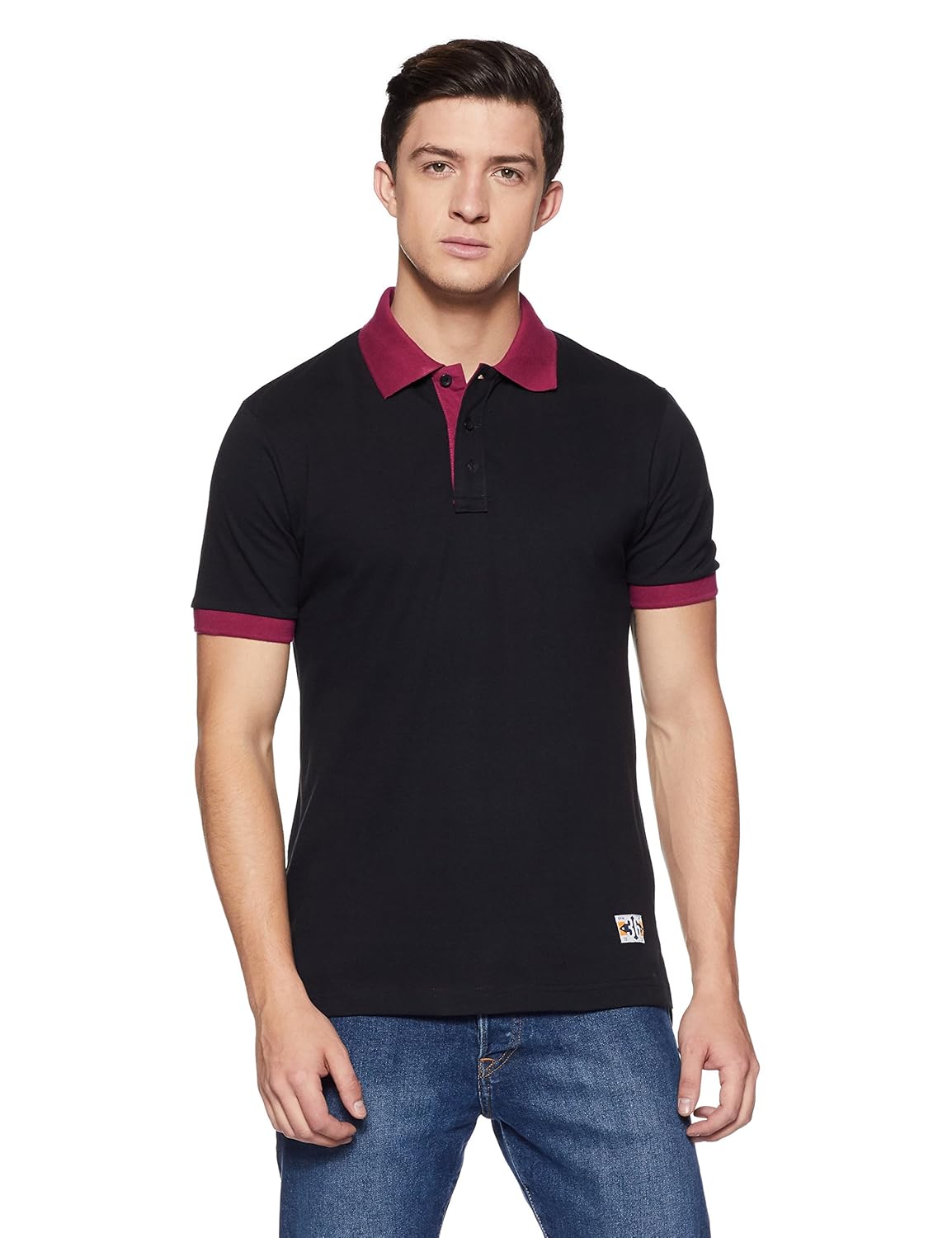 symbol amazon brand men's solid regular fit polo