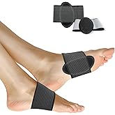 HGBOO 2-Pack Arch Support Brace for Men Women - Non-Slip Elastic Plantar Fasciitis Sleeve with Silicone Pad, Arch Inserts Support Pain Relief for Flat, Fallen & High Arches, Foot Care (Black, Medium)
