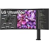 LG UltraWide 38WQ88C-W 38 Inch Monitor with 21:9 QHD Resolution IPS Curved Display 5ms 60Hz, AMD FreeSync, Ergonimc Monitor S