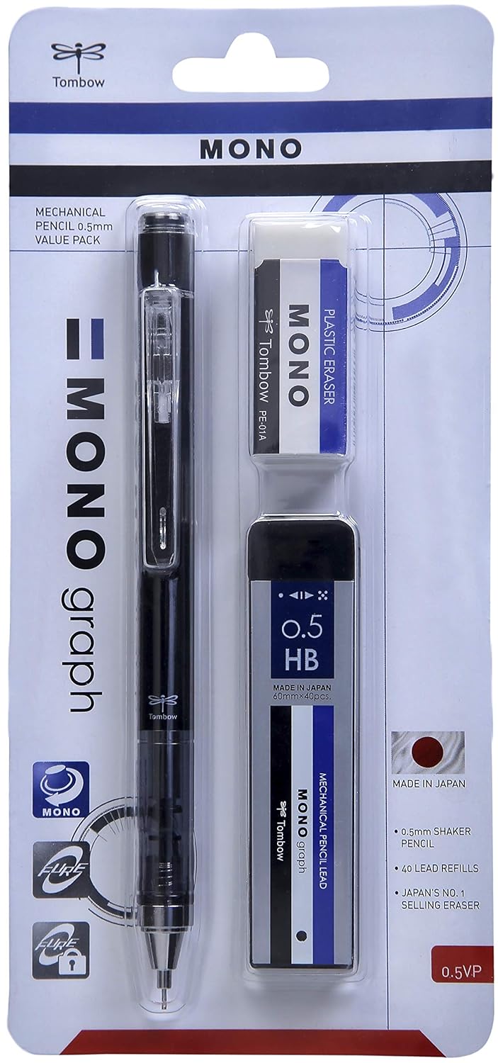 Tombow MONO Graph 0.5mm Mechanical Pencil, with Lead and Eraser Value