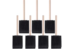 VARMDUKKE 7PCS Foam Paint Brushes, 1.97 Inch Reusable Sponge Brushes for Painting, Easy Grip Small Foam Paint Brushes with Wooden Handles, Sponge Brushes for Varnishes, Staining, DIY Crafts - Black