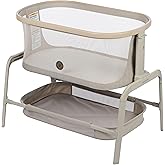 Maxi-Cosi Iora Baby Bassinets Bedside Sleeper, Portable Bassinet, Infant Bedside Sleeper Crib, Height Adjustable, Breathable Mesh, Large Storage Basket, Classic Oat