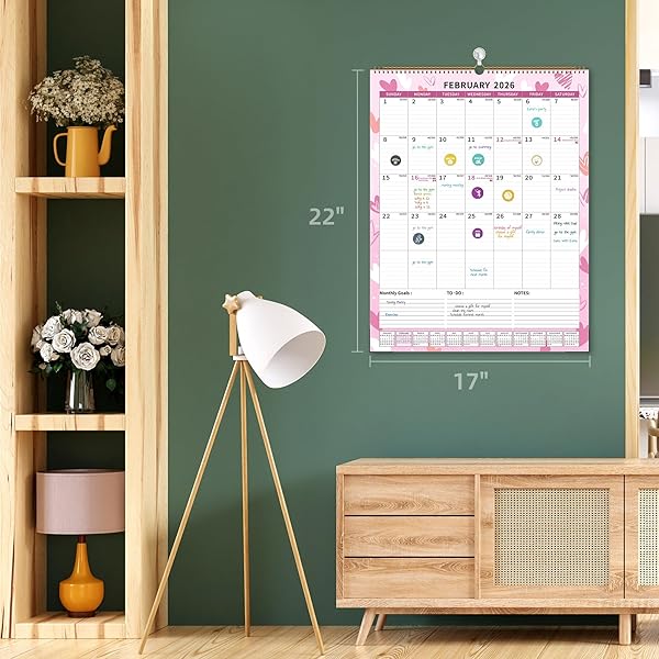 CALENDAR 2026-2027 PLANNER WALL HANGING SPIRAL BOUND CALENDARS (SEARSON (17″ × 22″))