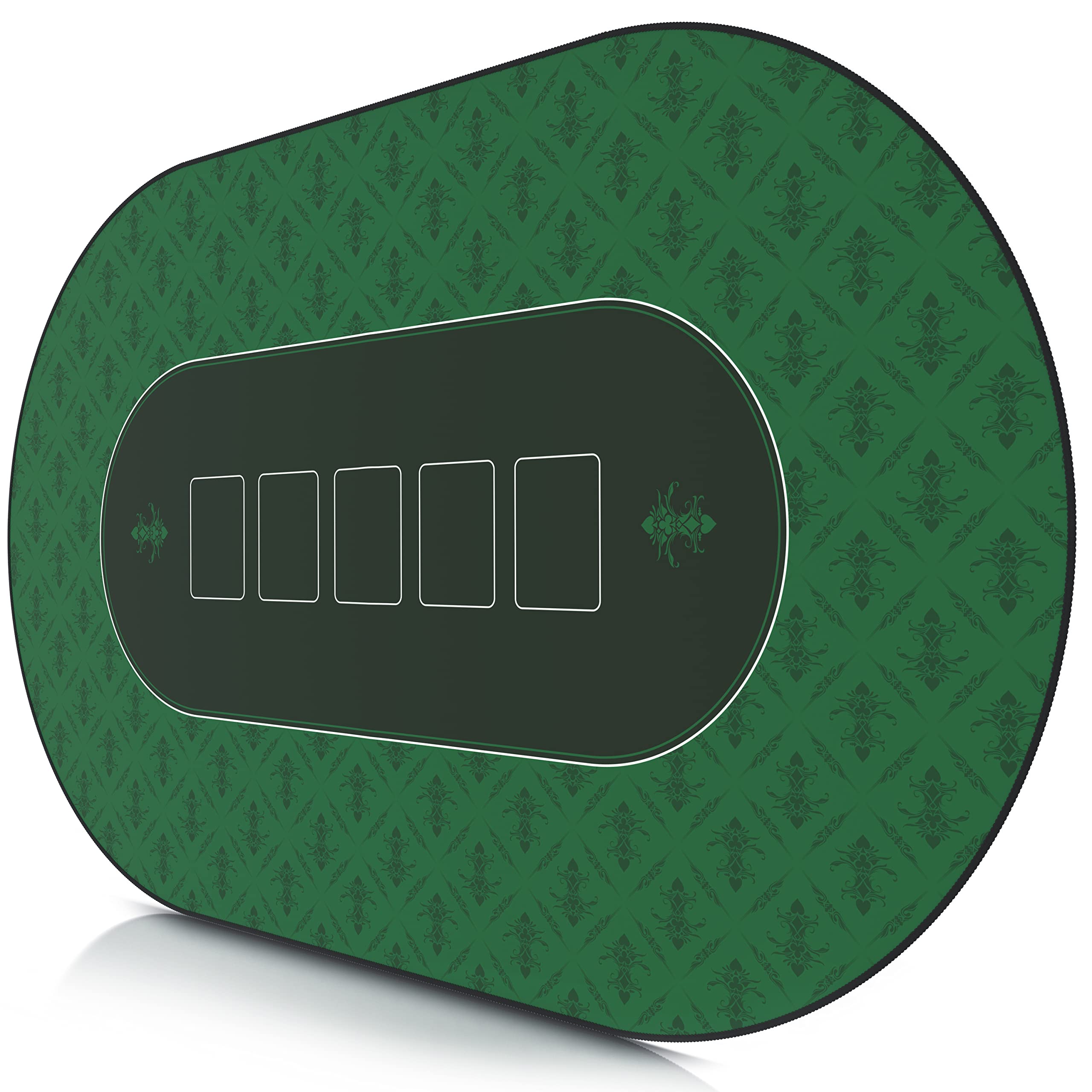 CSL XXL Poker Mat – round- 1000 x 600 mm - XXL mousepad - table mat large size - rubber base for stable grip on smooth surfaces – green