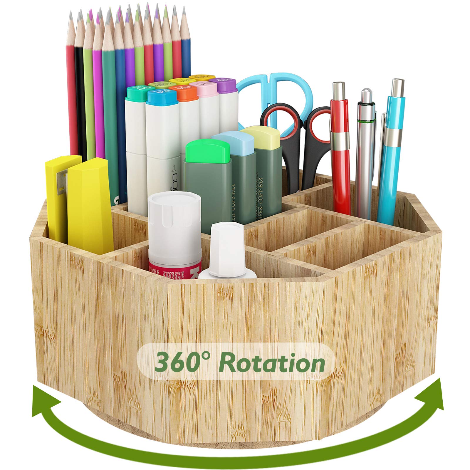 Buy Bamboo 360° Rotating Art Supply Organizer Darfoo Pen Pencil