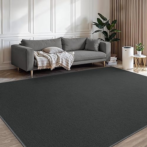 BEIMO Washable Rugs Living Room 200X280CM, Anthracite Area Rugs for Bedroom Non Sheeding, Large Anti Slip Low Pile Carpet Modern Fluffy Shaggy Rug for Dining Room, Kids Bedroom