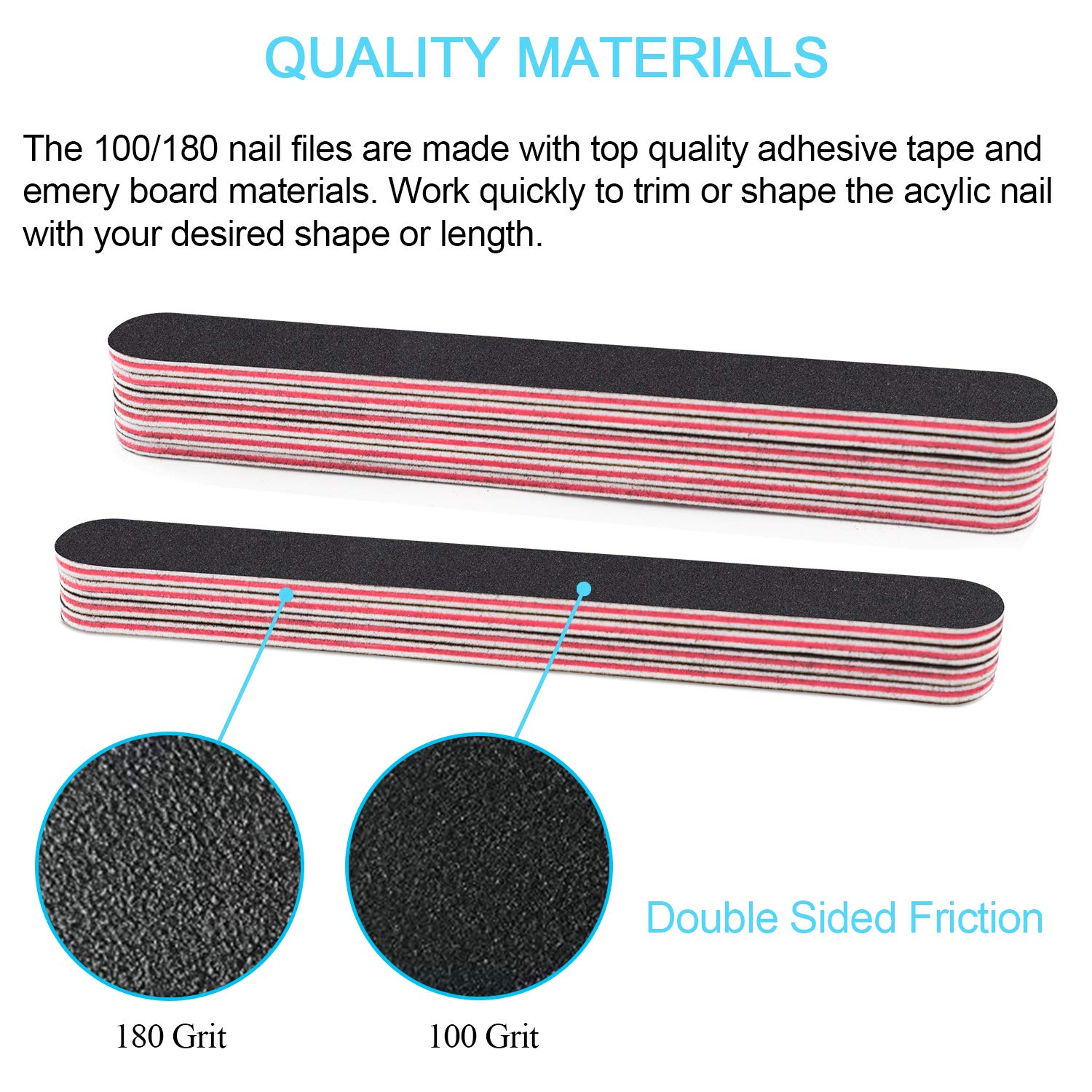 EAONE Nail File Buffer, Professional Manicure Tools Kit, 7 Sided Fingernail Files 6 Pack, Nail Buffer 100/180 Grit 10 Pack, Stainless Steel Nail File 1 Pack, Stainless Steel Cuticle Pusher 1 Pack : Beauty