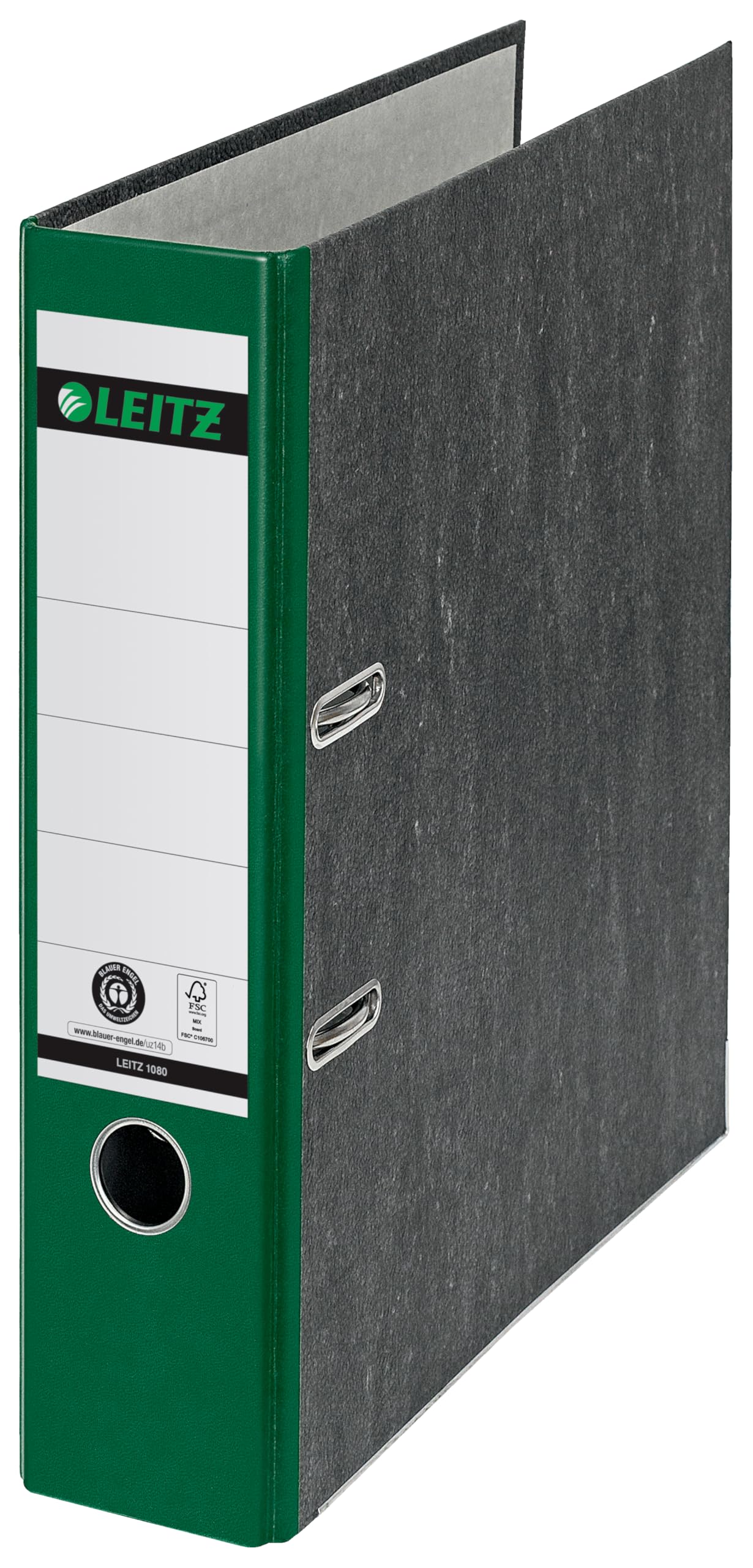Leitz 180° Lever Arch File, Classic Marbled, CO2 neutral, 100% Recycled Card, 10805055, Green