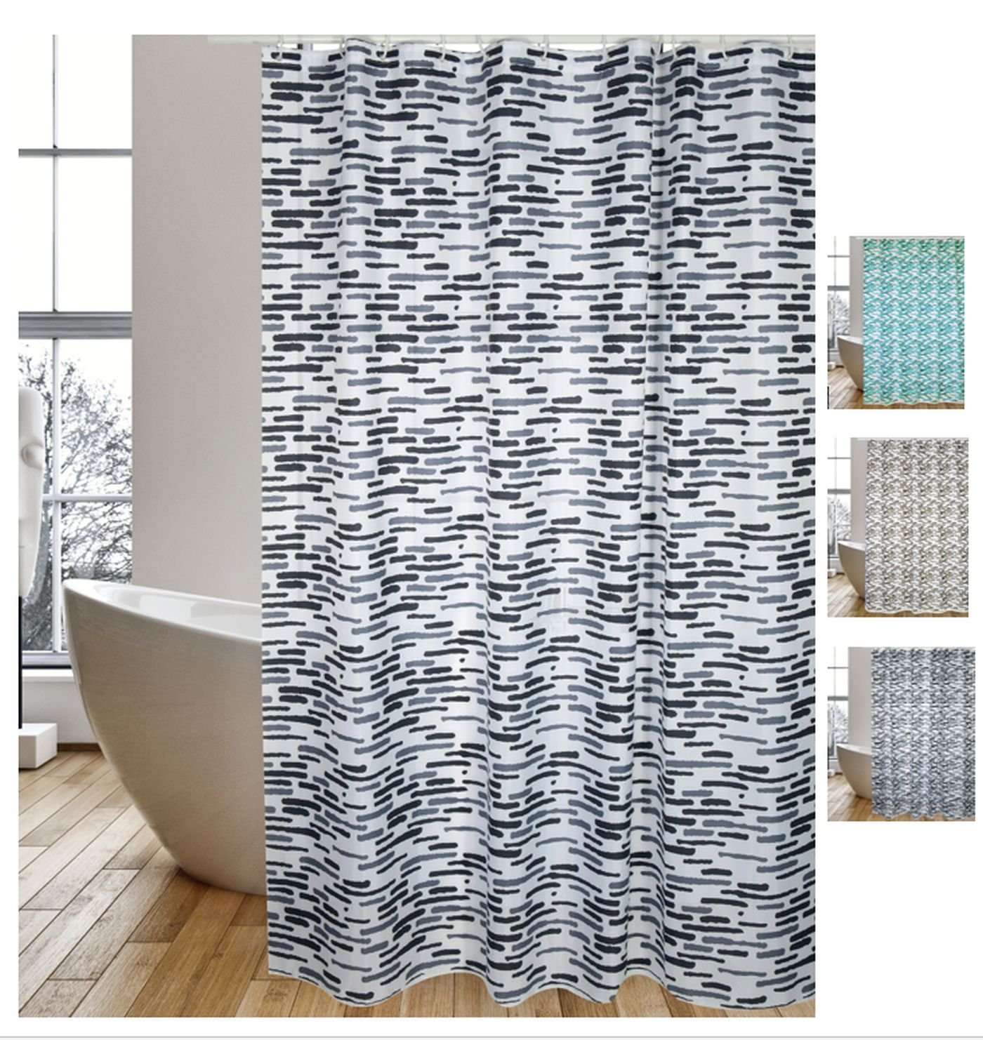 MSV "Premiumloft Polyester Shower Curtain, Multi-Colour, 180 x 200 cm
