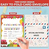 VELENTI 40 Pack Kids Birthday Invitations A5 Folding Envelope Design view 3