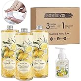 ROMIIE ZOI Hand Soap Refills Foaming 3pack (33.8 Fl Oz) + Reuseable Foam Soap Dispenser, Natural and Moisturizing Foaming Refills Kit, Lemon Hand Soap Refills