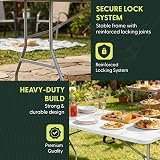 KEPLIN 6ft Folding Table White Top 180x70x74cm Sturdy Metal Frame Waterproof view 3
