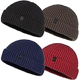 LILLBJORNEN 4 Pack Fisherman Beanie Winter Trawler Beanie Fashion Watch Hat Regular Skull Cap for Men Women