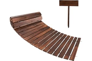 Spurgehom 8FT Wooden Garden Pathway Curved Outdoor Walkway Roll Out Cedar Wood Patio Flooring Path Decorative Lawn Patio Pavers Boardwalk Beach Wedding Party (Brown)