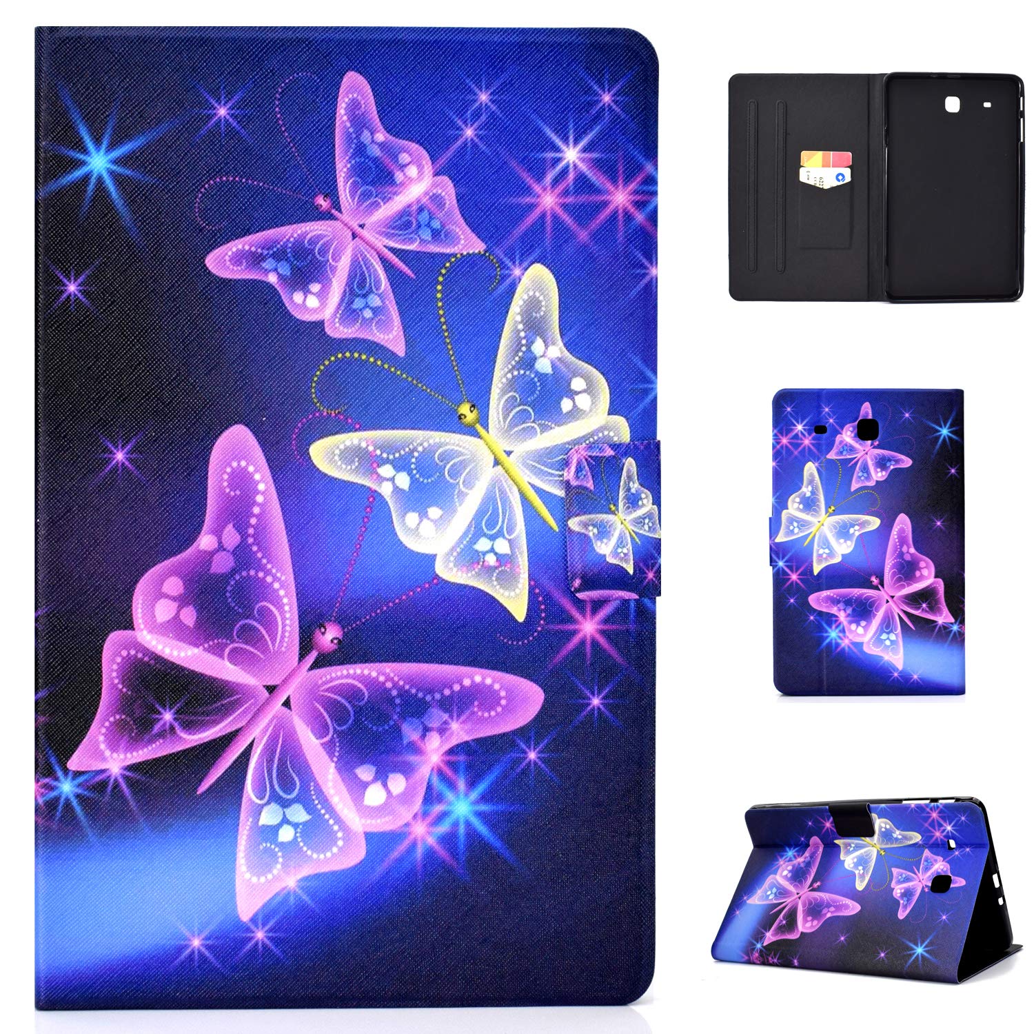 HBSSM-T560 / T561 / T567 Case, Galaxy Tab E 9.6 Case, Multi-Angle Viewing Stand Protective Stand Cover with Magnetic Clasp for Samsung Galaxy Tab E 9.6 inch-Star Butterfly