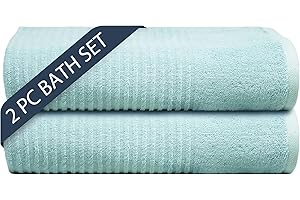 TRIDENT Clearance Bath Towel Set Luxurious Set of 2 Cotton Rich Towels for Bathroom 28" x 52" Large Bath Towels Ultra Absorbent Quick Dry Hotel Quality Shower Towels - Sky Blue