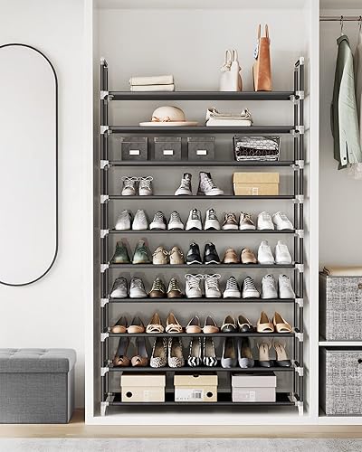SONGMICS 10-Tier Shoe Rack, Shoe Storage for Hallway Closet, Slim and  Space-Saving, Metal Frame, Non-Woven Fab