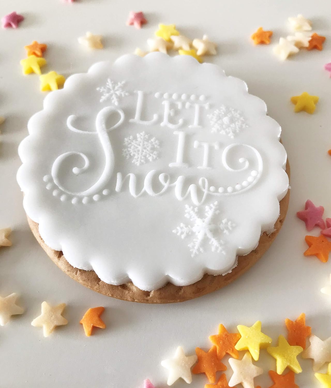 Let it Snow Christmas Embosser Stamp. Food Safe Acrylic Icing Fondant