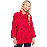 Ali Miles womens Knit Jacquard Tunic Cowl Neck High-low Hem