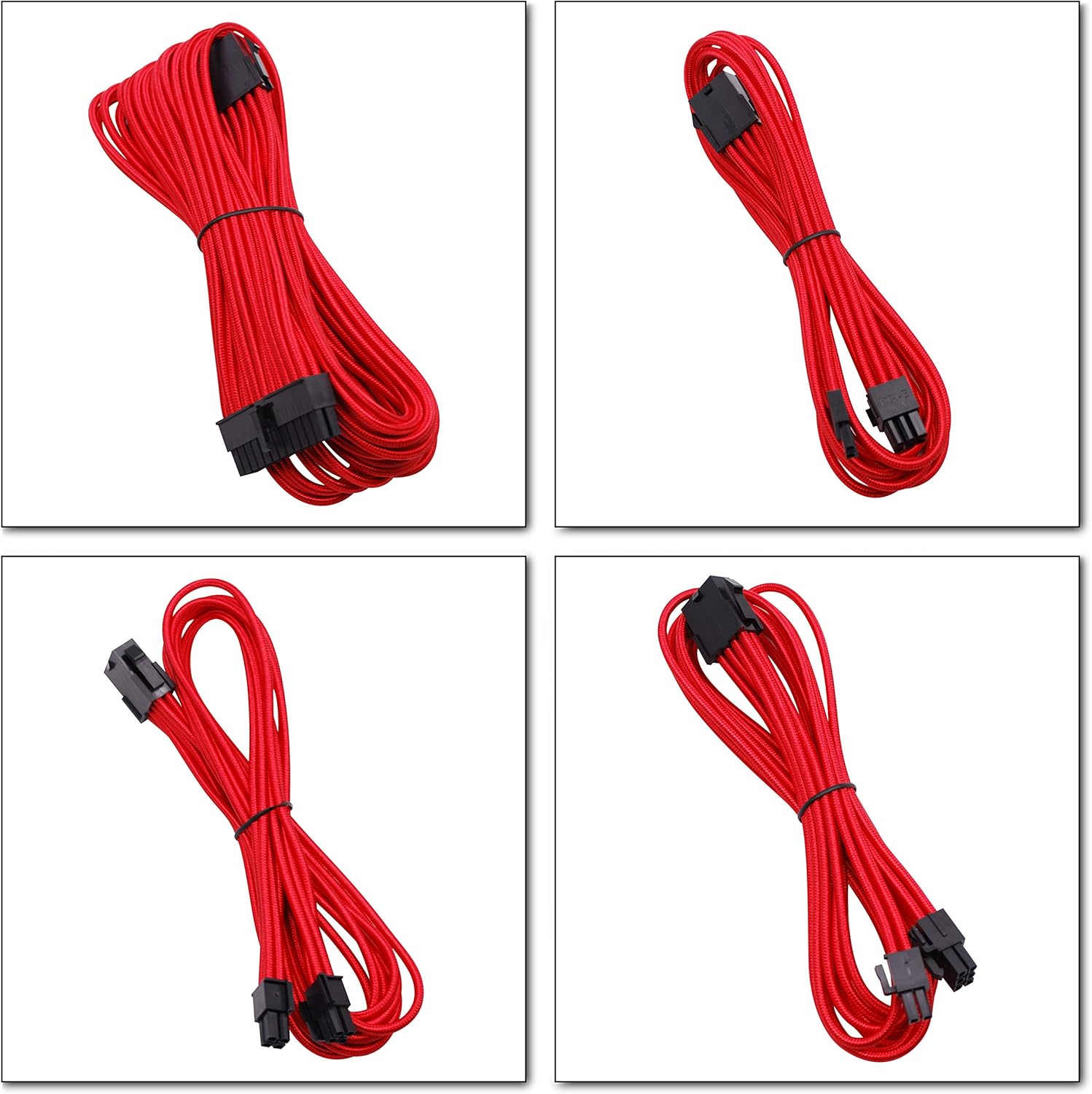 EZDIY-FAB Sleeved Cable - Cable Extension For Power Supply With Extra Sleeved 24 Pin 8pin 6pin 44 Pin With Combs Black And Purple