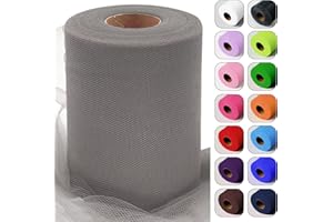 LUCEINVITA Gray Tulle Fabric Roll 6 Inch by 100 Yards (300 feet) Sheer Tulle Netting Spool Tulle Ribbon for Tutu Skirt Gift Wrapping Wedding Baby Shower Party Decorations DIY Crafts