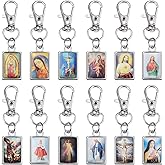WenRity 20Pcs Rectangle Religion Jesus Virgin Mary Keychain Virgen de Guadalupe Keychain Catholic Gifts for Men Women Baptism Confirmation Christian Church Souvenir