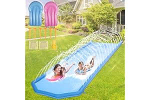 Aqjbh Water Slide, Slip and Slide Waterslide 20ft with 2 Bodyboards Built-in Sprinkler System, Slip and Slide for Adults Kids Backyard Garden Lawn Outdoor Water Toys