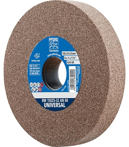 Norton Gemini Bench And Pedestal Abrasive Wheel, Type 01 Straight Aluminum Oxide 1 Arbor 6 Diameter 1 2 Thickness 60 80 Grit Pack Of 1