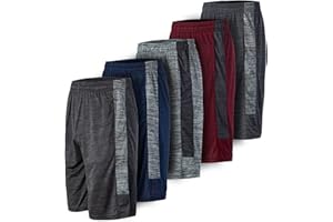 ESSENTIAL ELEMENTS 5 Pack: Men's Dry-Fit Sweat Resistant Active Athletic Performance Shorts