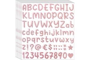 Waynoda 790 Pieces 10 Sheets Letters Stickers Self Adhesive Glitter Letter Alphabet Number Stickers for Classroom Decor,Grad Cap Decoration,DIY Crafts Art Making,Home,Business(Rose Gold, 1 Inch)