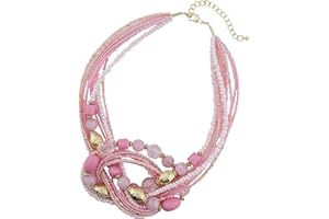 Bocar Seed Beads Multilayer Statement Women Strand Collar Necklace