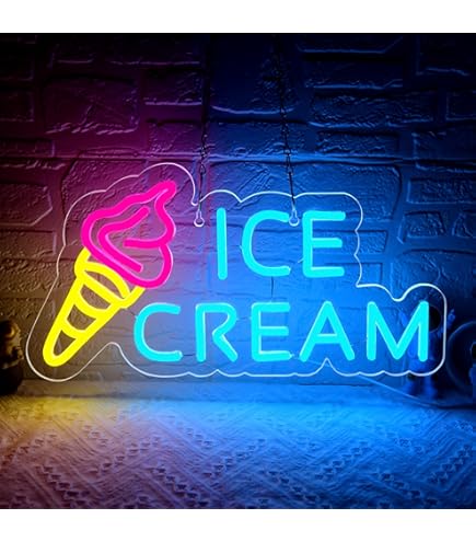 Ice Cream Neon Sign with Soft Serve Cone - 32