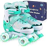 Huanovix Roller Skates for Kids, 4 Size Adjustable Rollerskates with Light Up Wheels, 10C to 6 Beginner Youth Roller Skates for Girls Boys Toddlers Indoor Outdoor