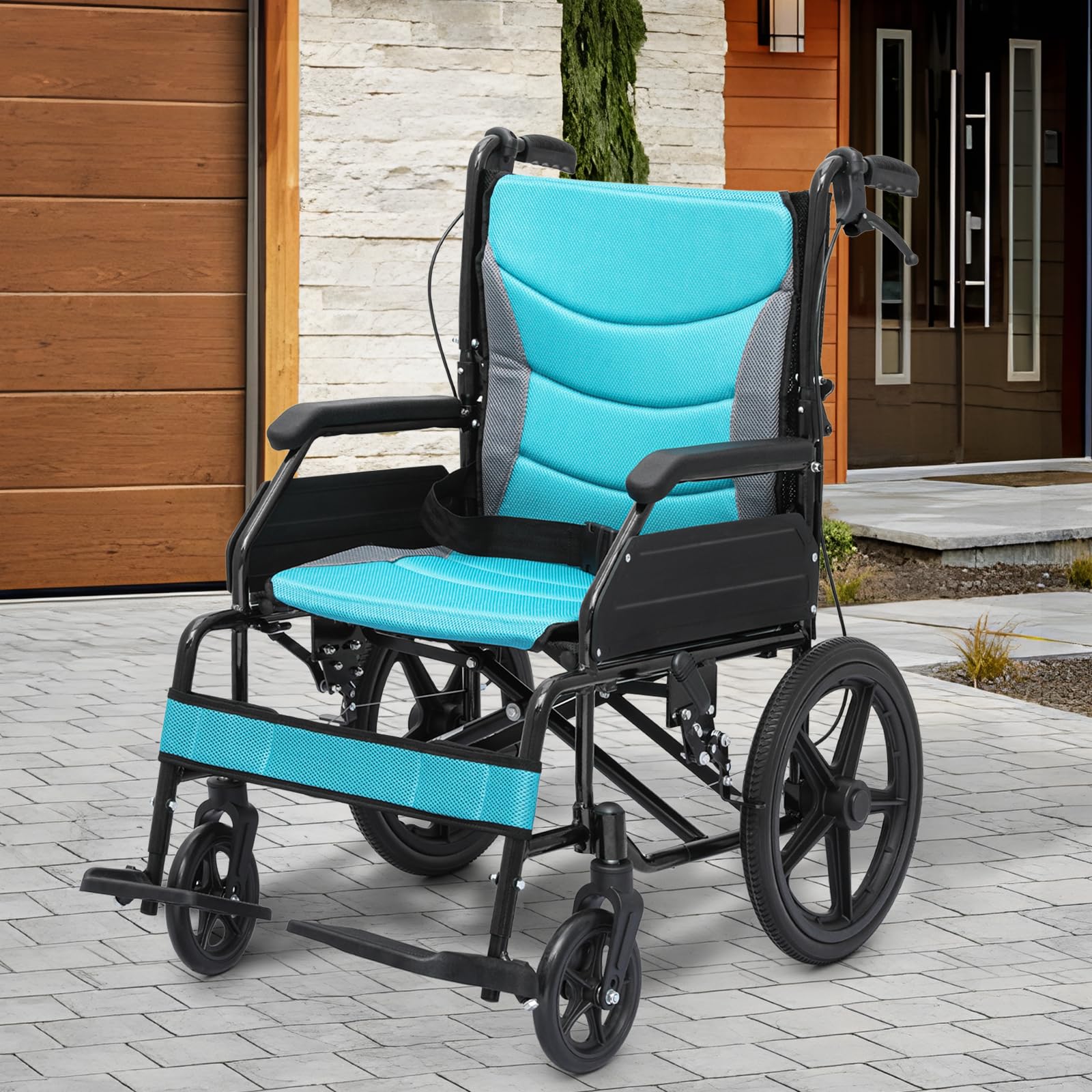 monicare Wheel Chair for Adults with Swing-Away Footrest and Loop-Lock Handbrakes 17.5 inch Seat Wheel Chair 15