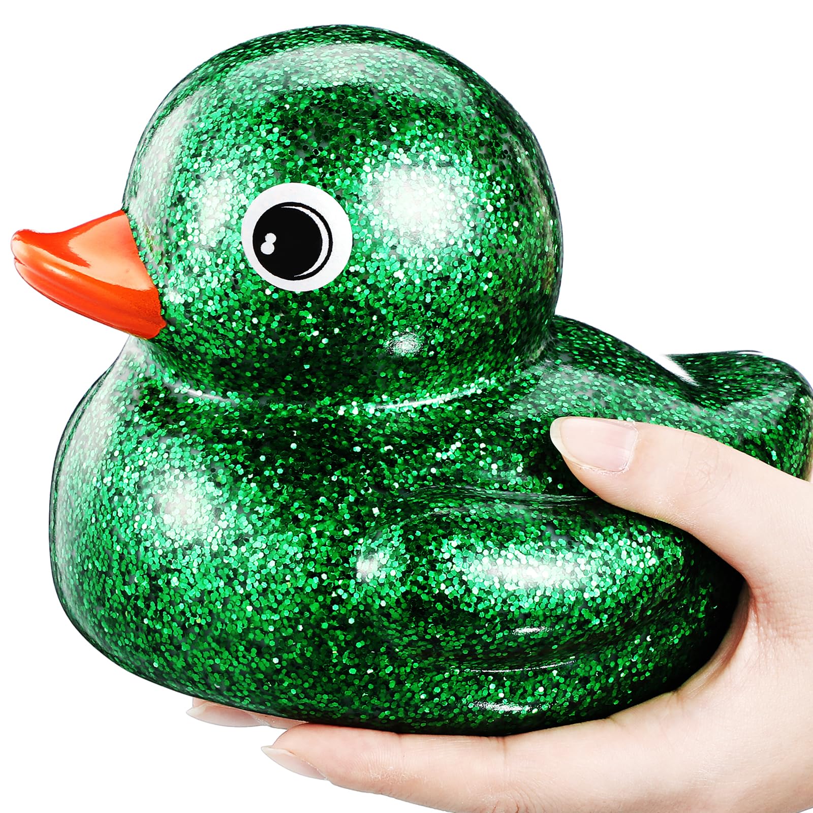Photo 1 of Honoson 6.89 Inch Giant Glitter Rubber Duck Big Glitter Rubber Duck Large Sparkly Duckling Bath Toy with Squeaky Sound for Summer Baby Shower Birthday Party Favor Gift(Green)