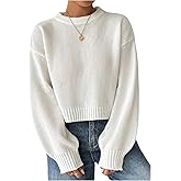 Verdusa Women's Ribbed Knit Sweater Crew Neck Long Sleeve Casual Loose Pullover Tops
