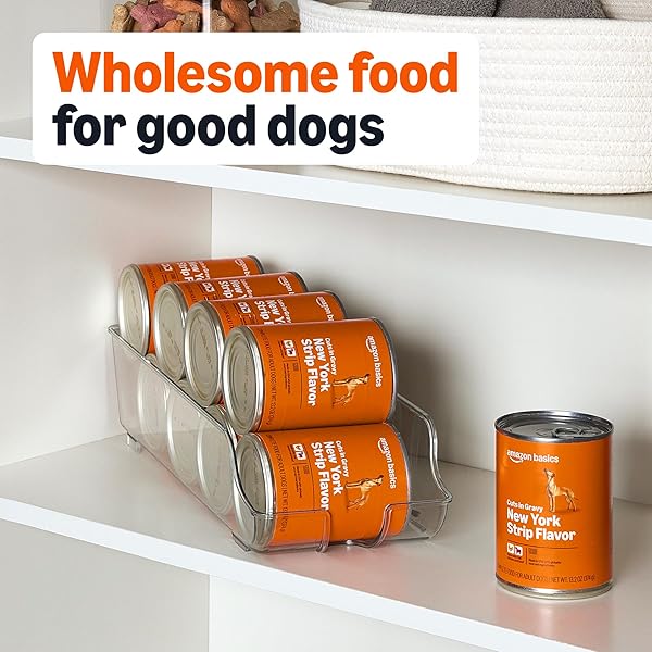 AMAZON BASICS WET DOG FOOD, CUTS IN GRAVY, NEW YORK STRIP FLAVOR, MADE WITH REAL CHICKEN & BEEF, 13.2 OZ CAN (PACK OF 12)