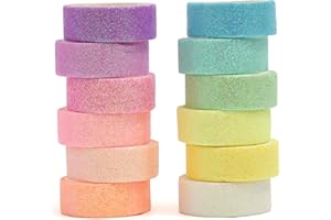 YUBX Lot de 12 rouleaux de ruban adhésif Washi à paillettes colorées pour arts, loisirs créatifs, journaux, planificateurs, s