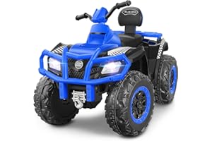 ELEMARA 2 Seater Ride on ATV for Big Kids, 12V 4 Wheeler for Kids Quad with 10AH Battery, 4mph Max Speed,Bluetooth, LED Lights, Radio, Toddler Ride on 4 Wheeler Electric Car for Boy&Girls, Blue