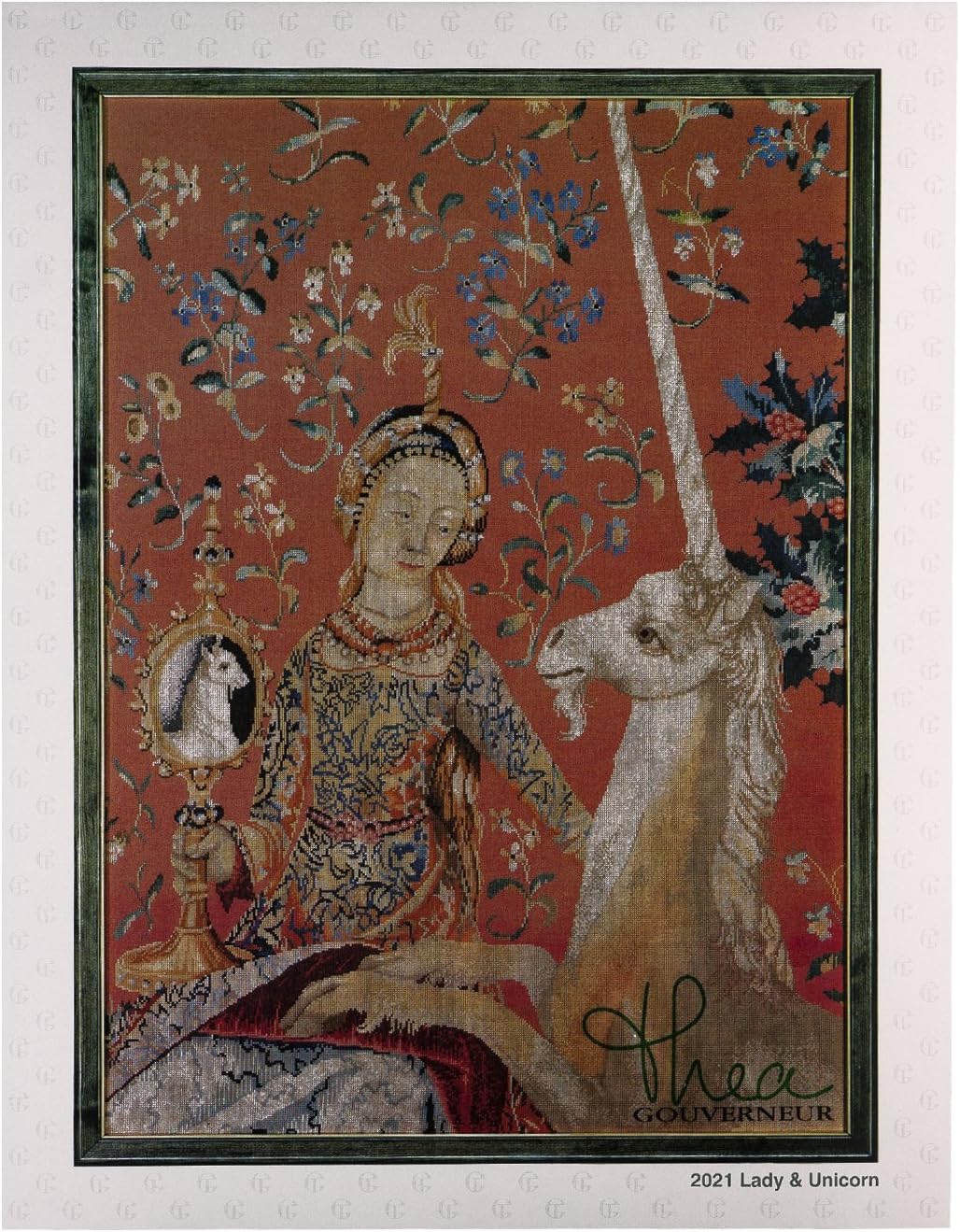 Thea Gouverneur 2021 Lady and Unicorn on 27 Count Jobelan