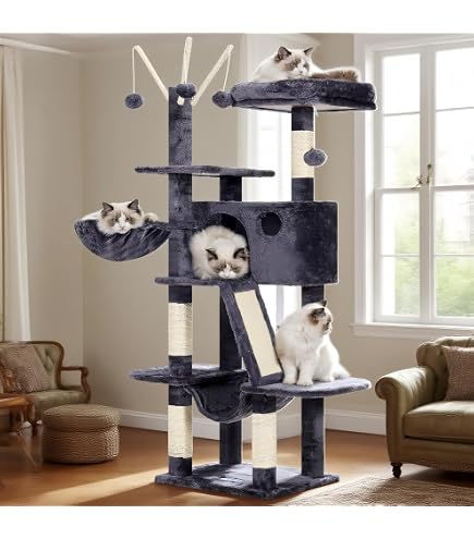 54 Inch Multi-Level Cat Tree Tower With Condos, Scratching Posts, Toys & Platform - Large Cat Furniture For Indoor Cats - View #10
