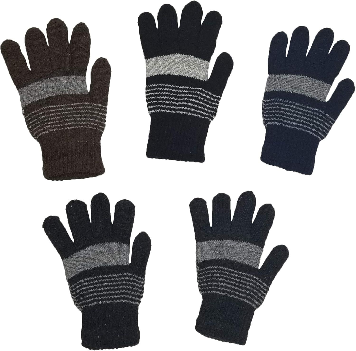 Winter Magic Gloves, 12 Pairs Unisex, Stretchy Warm Knit Bulk Pack One Size Mens Womens (12 Pairs Assorted Knit) at  Men’s Clothing store
