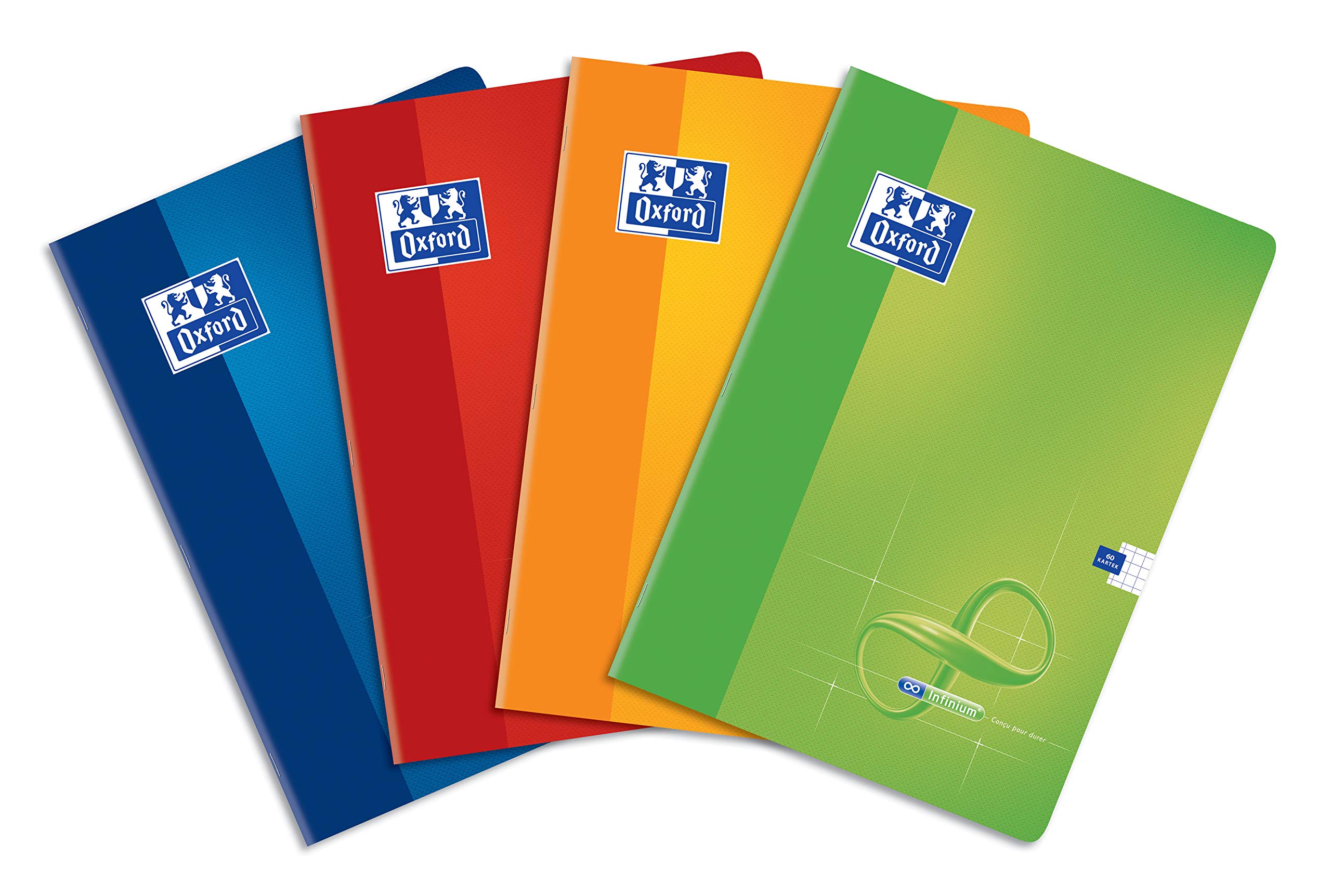 Oxford Infinium A5 Exercise Book 60 Sheets Squared Pack of 5 Assorted Colours